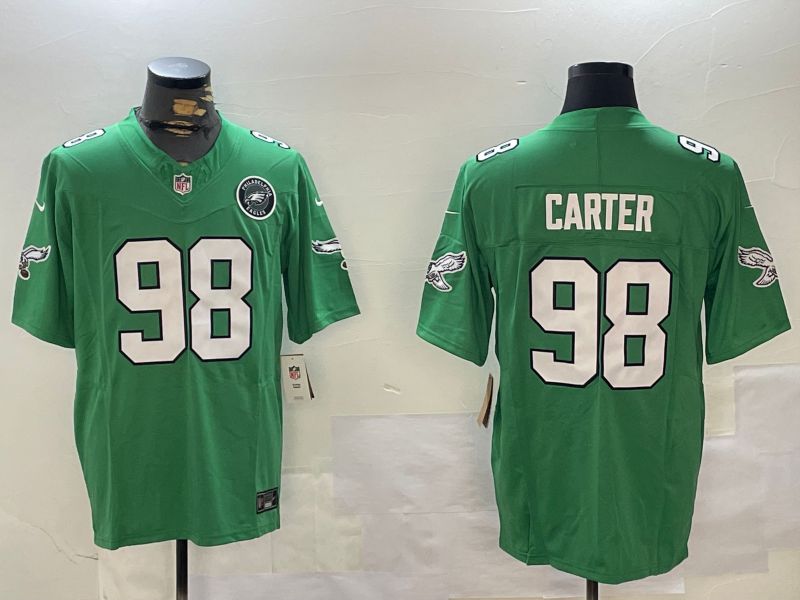 Men Philadelphia Eagles #98 Carter Green Throwback 2024 Nike Vapor Limited NFL Jersey style 2